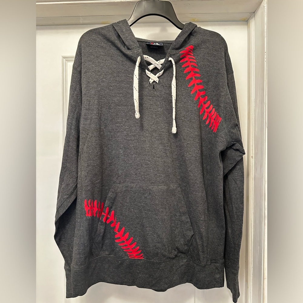 J America Charcoal Gray Baseball/Softball detail hoodie